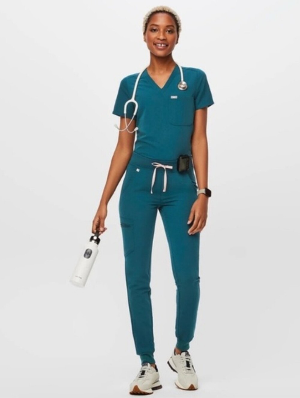 Figs Scrubs Set Caribbean Blue Catarina Scrub Top & Zamora Jogger Pants Size XS
